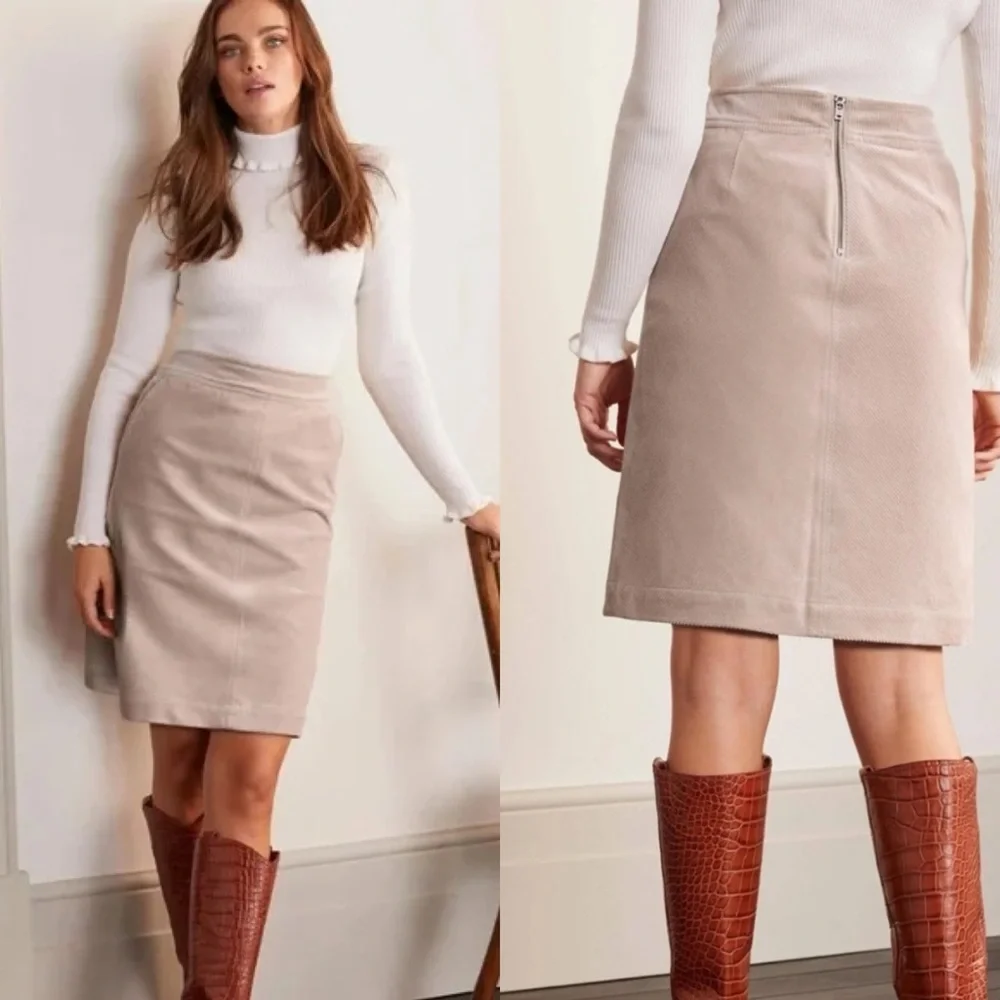 Boden Beresford Corduroy Mini pencil Skirt Tan Size 2